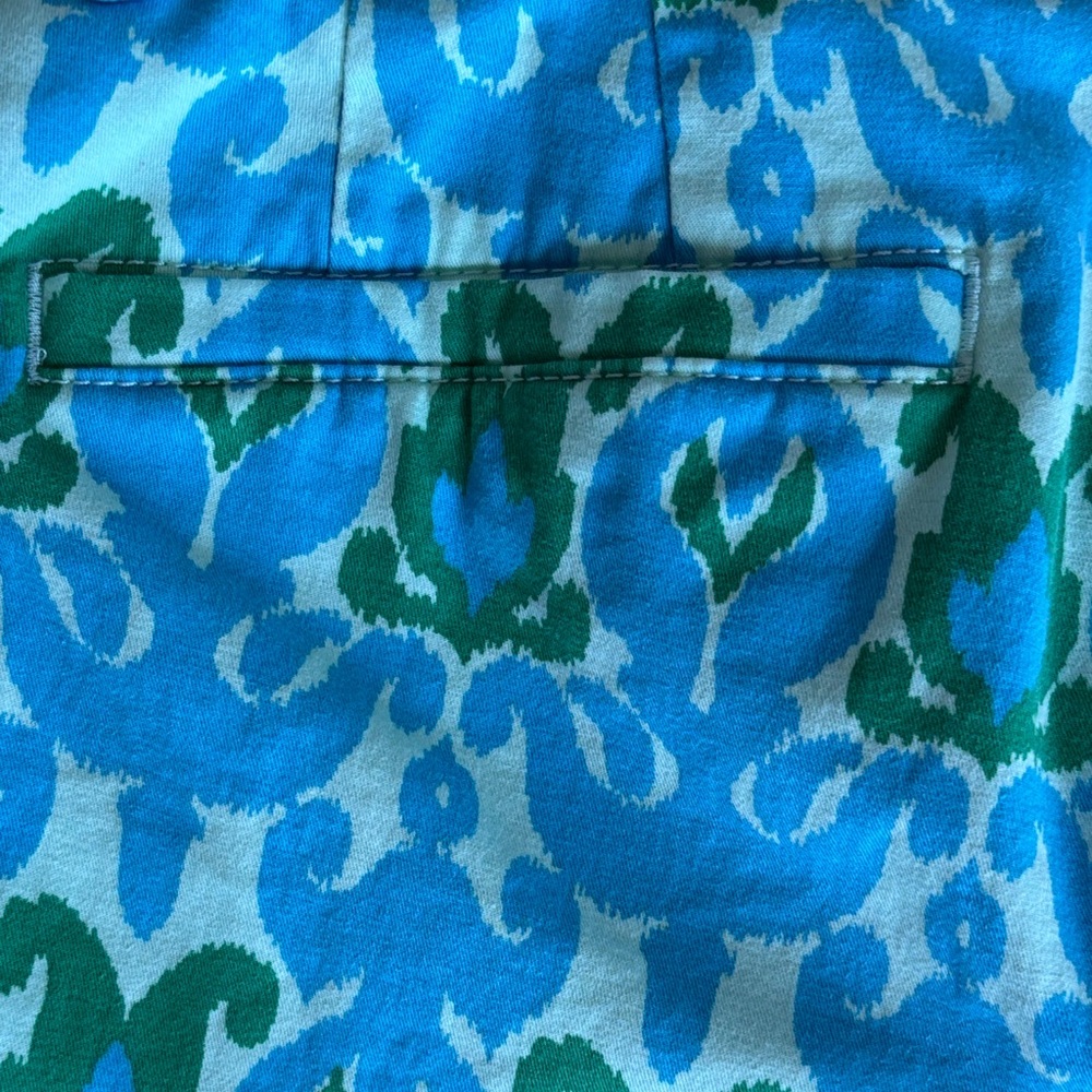 Talbots Relaxed Chino Turquoise & Green Patterned Cotton Shorts - Picture 10 of 12